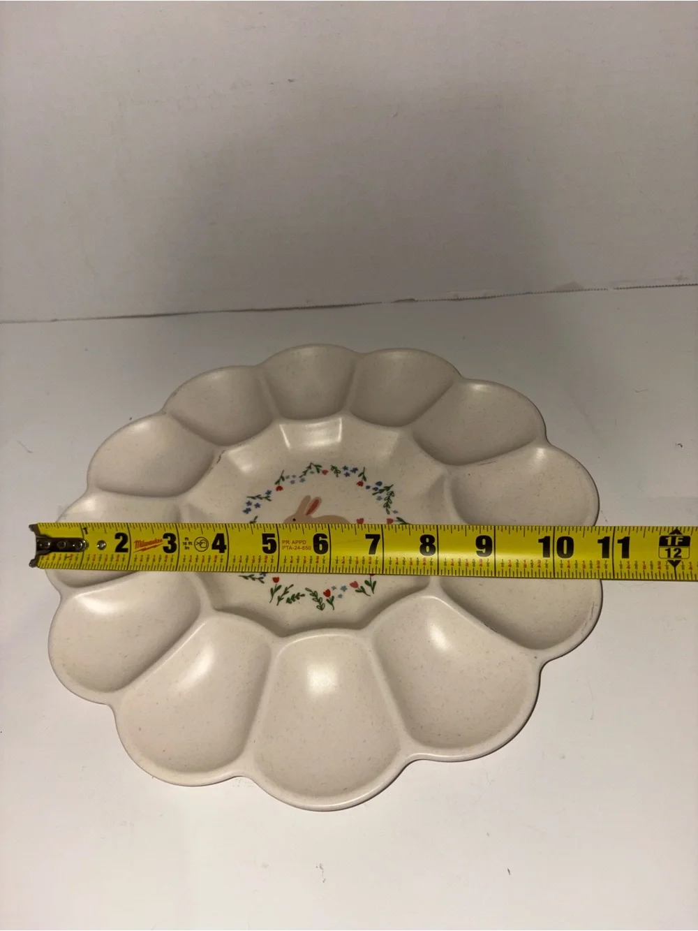 Bunny Floral Egg Platter - Cream Deviled Egg Tray- Melamine